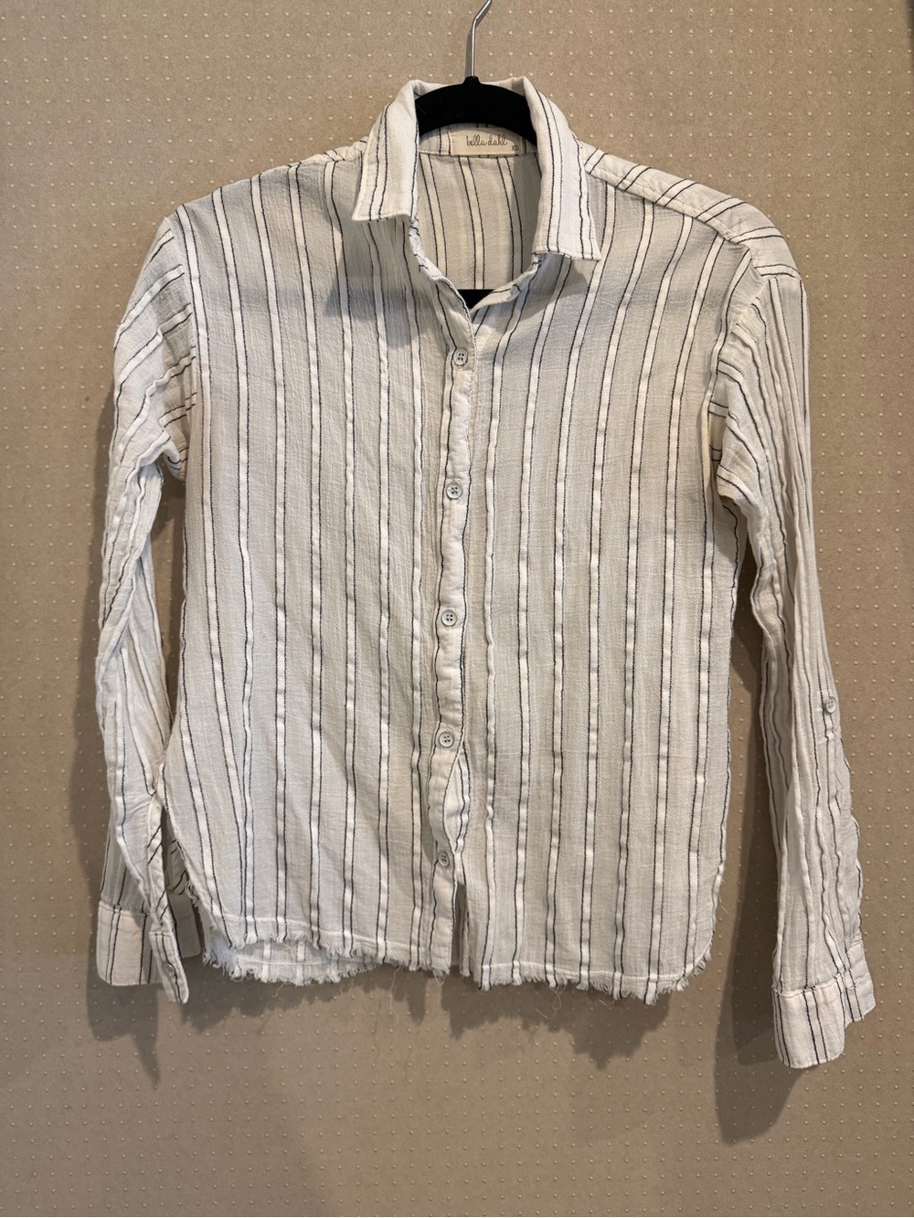 Bella Dahl White Striped Button-Up Shirt - Casual Long Sleeve - XS